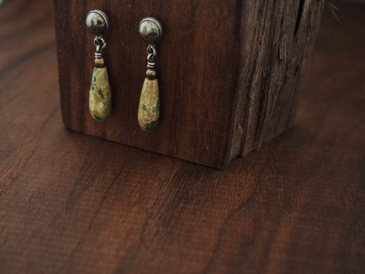 Droplet Rhyolite Jasper + Pyrite Studs