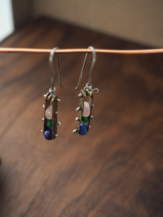 Multi-Stone Ladder Earrings 1