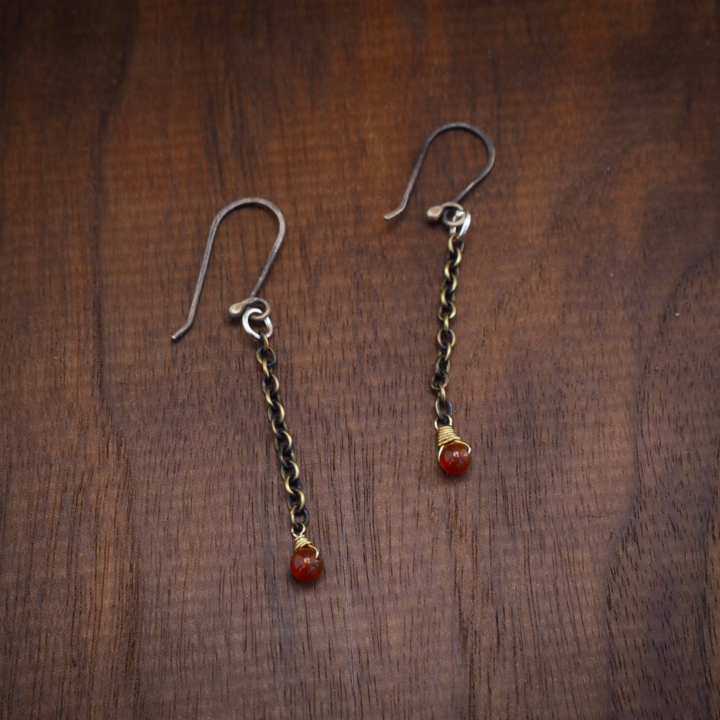 Drop Chain Amber Earrings