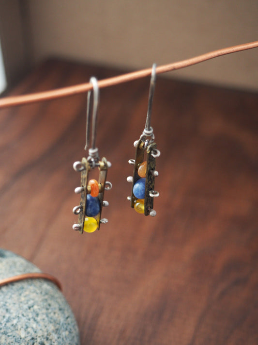 Multi-Stone Ladder Earrings 2