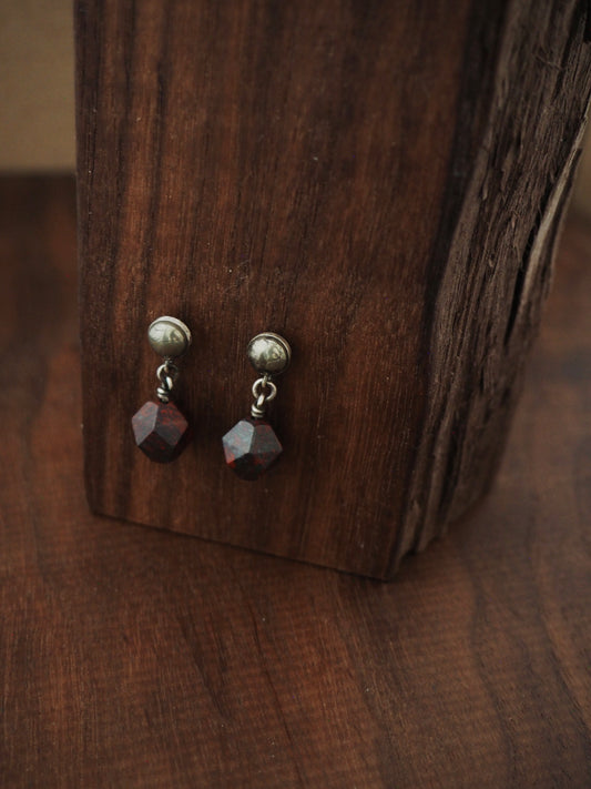 Droplet Red Jasper + Pyrite Studs