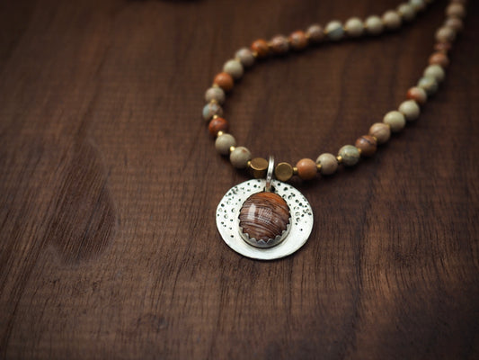 Study Girl w/ Silver Leaf Jasper Necklace