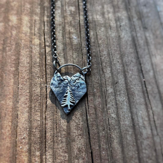 Mountain+Tree scape Necklace