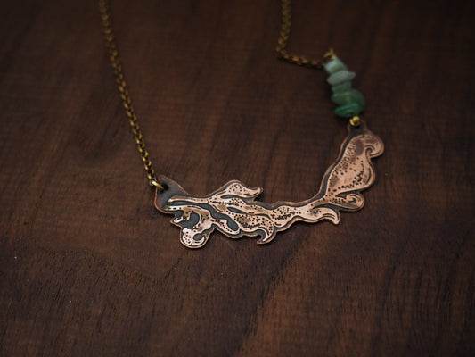 Seaweed Current Agate + Copper Necklace