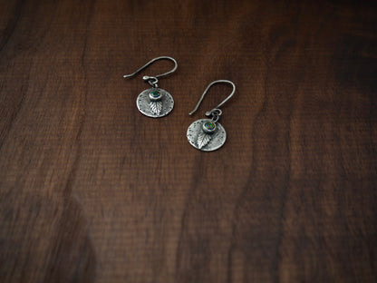 Leaf + Black Opal Dangle Earrings