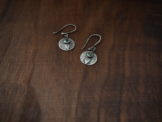 Leaf + Black Opal Dangle Earrings