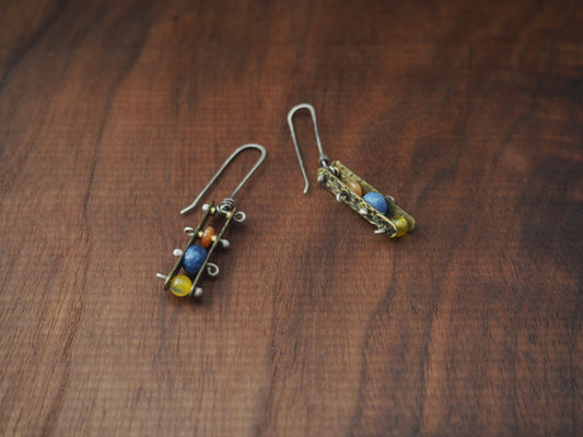 Multi-Stone Ladder Earrings 2