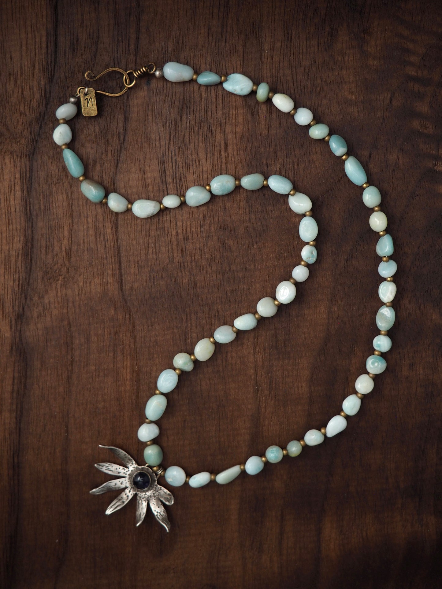 Iolite + Aventurine Silver Wildflower Sturdy Girl Necklace