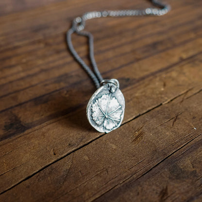 Pressed Mallow Leaf Pendant