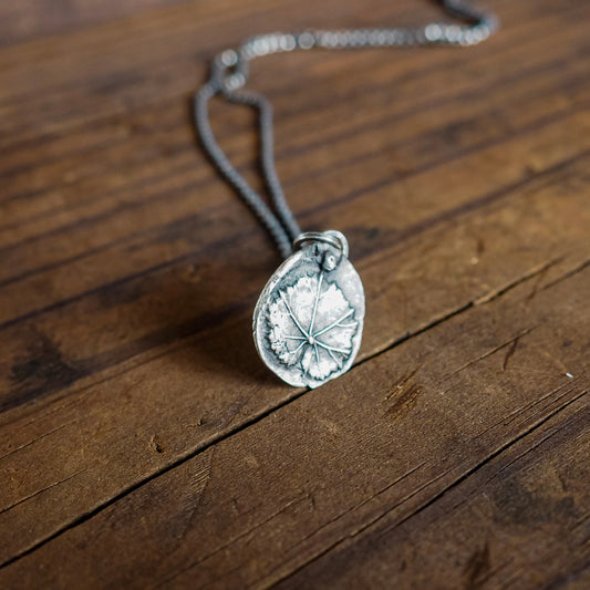 Pressed Mallow Leaf Pendant