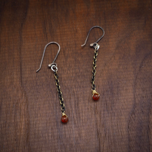 Drop Chain Amber Earrings