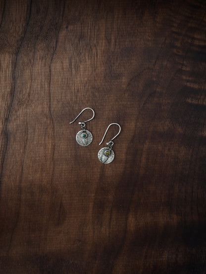Leaf + Black Opal Dangle Earrings