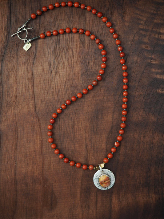Red Jasper + Silver Sturdy Girl Necklace