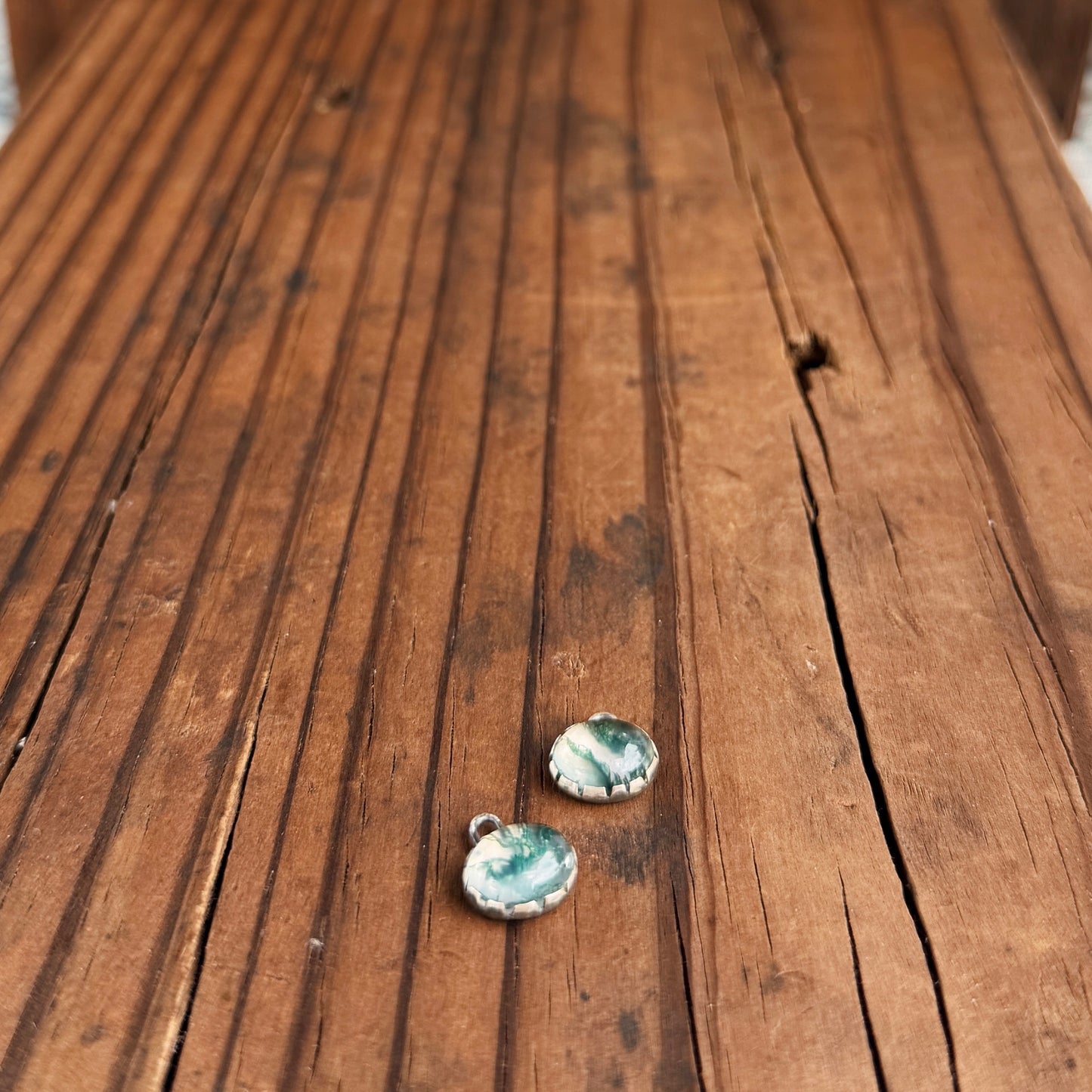 Moss Agate Interchange Charms #16