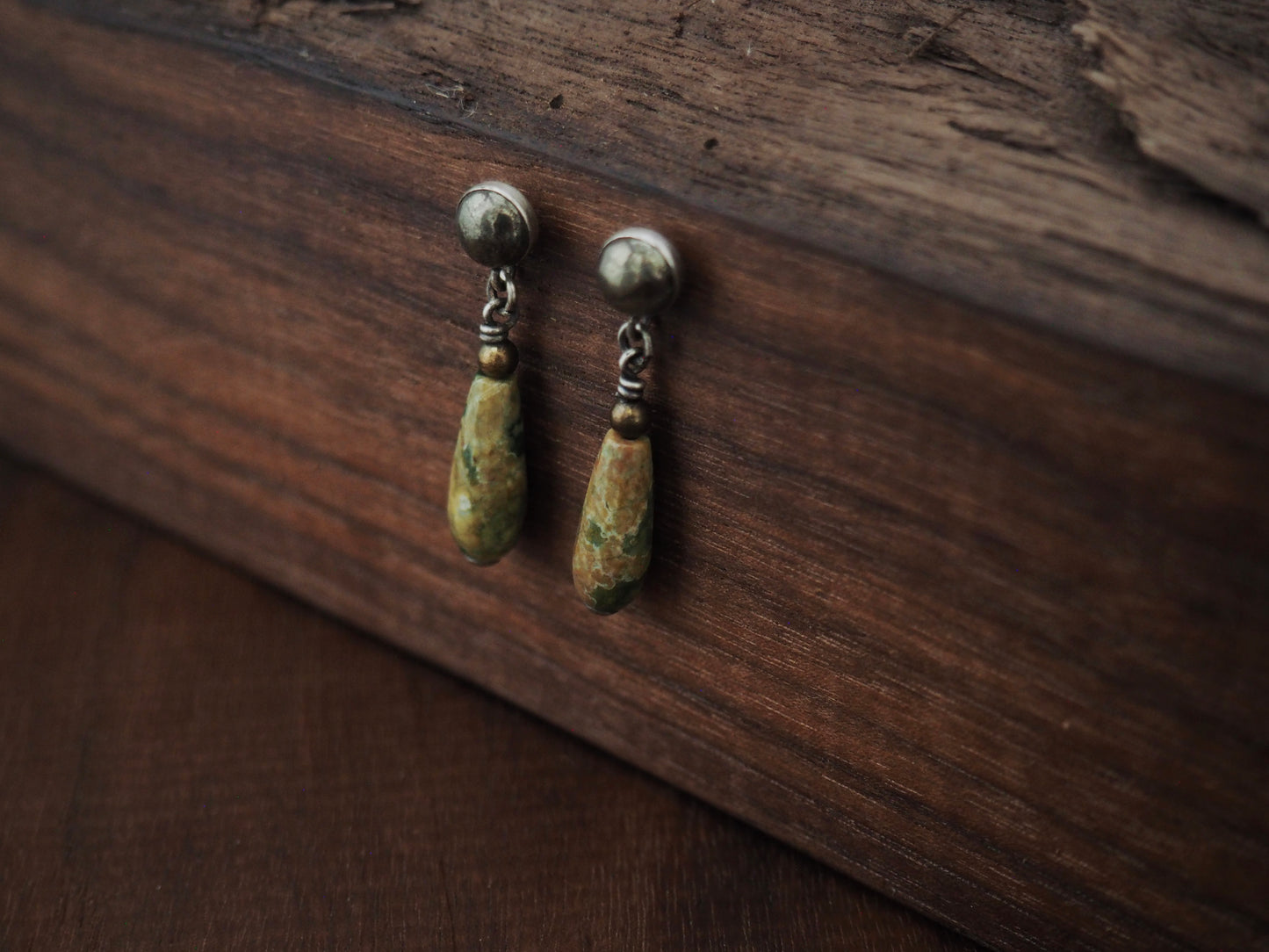 Droplet Rhyolite Jasper + Pyrite Studs