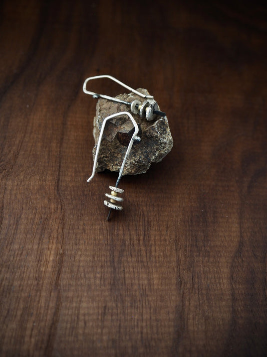 Trail Blazer Silver Stone Stack Earrings No.1