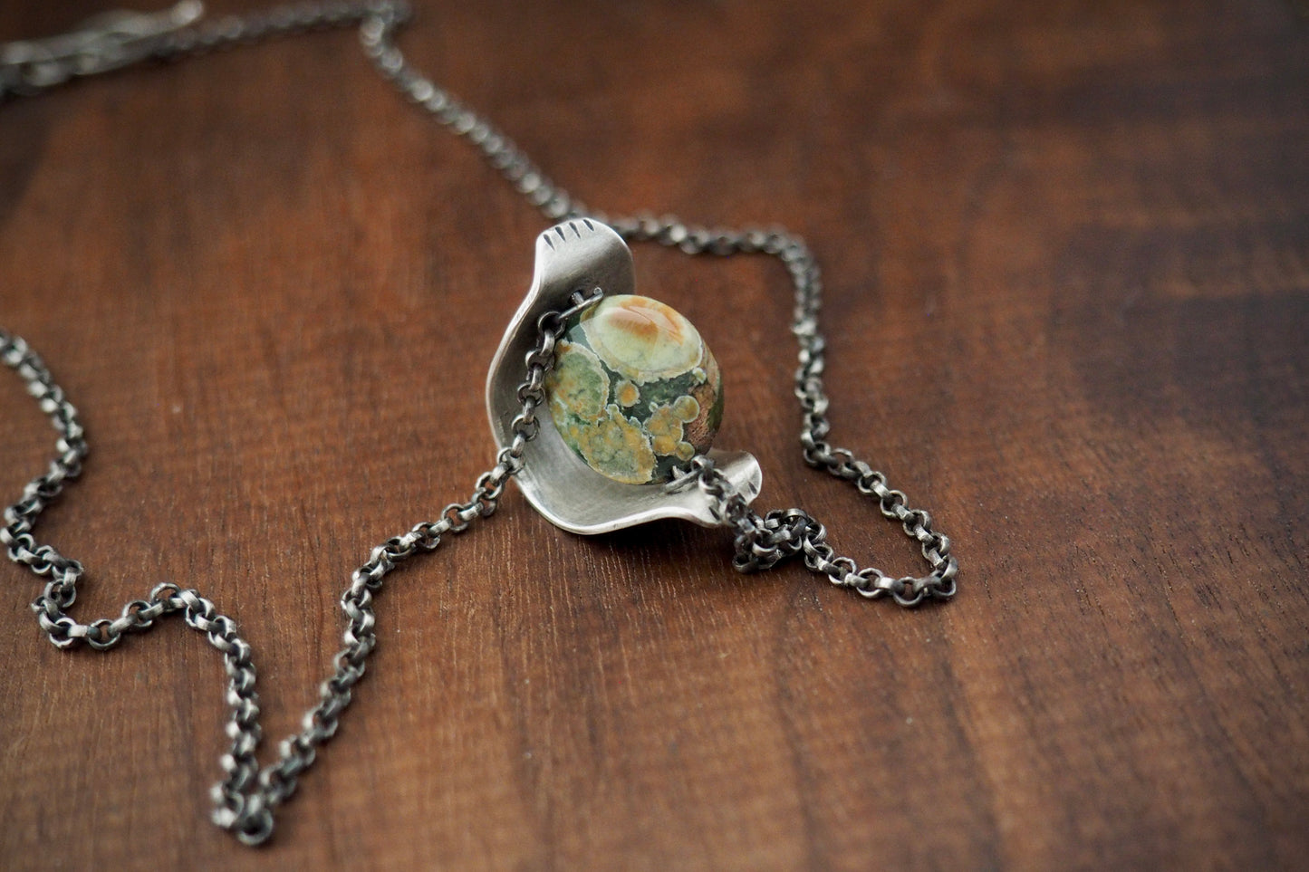 Valley Spinner Rhyolite Jasper + Silver Necklace
