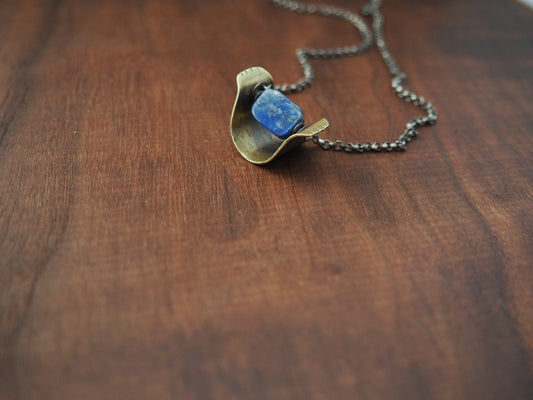 Valley Spinner Blue Lapis + Brass Necklace
