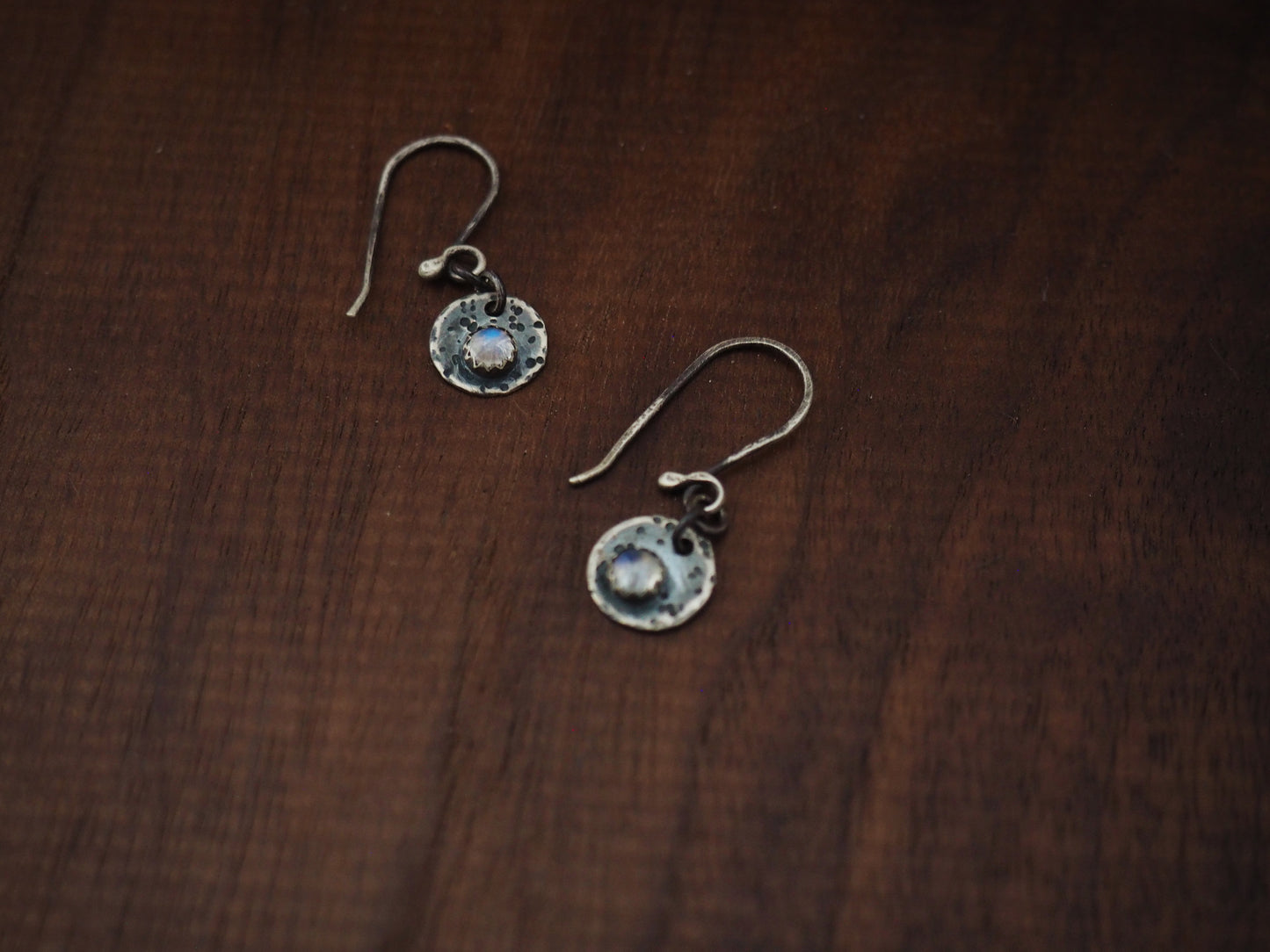 Tiny Moonstone Dangle Earrings