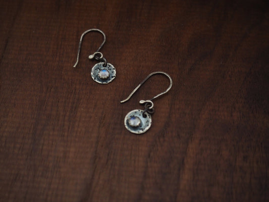 Tiny Moonstone Dangle Earrings
