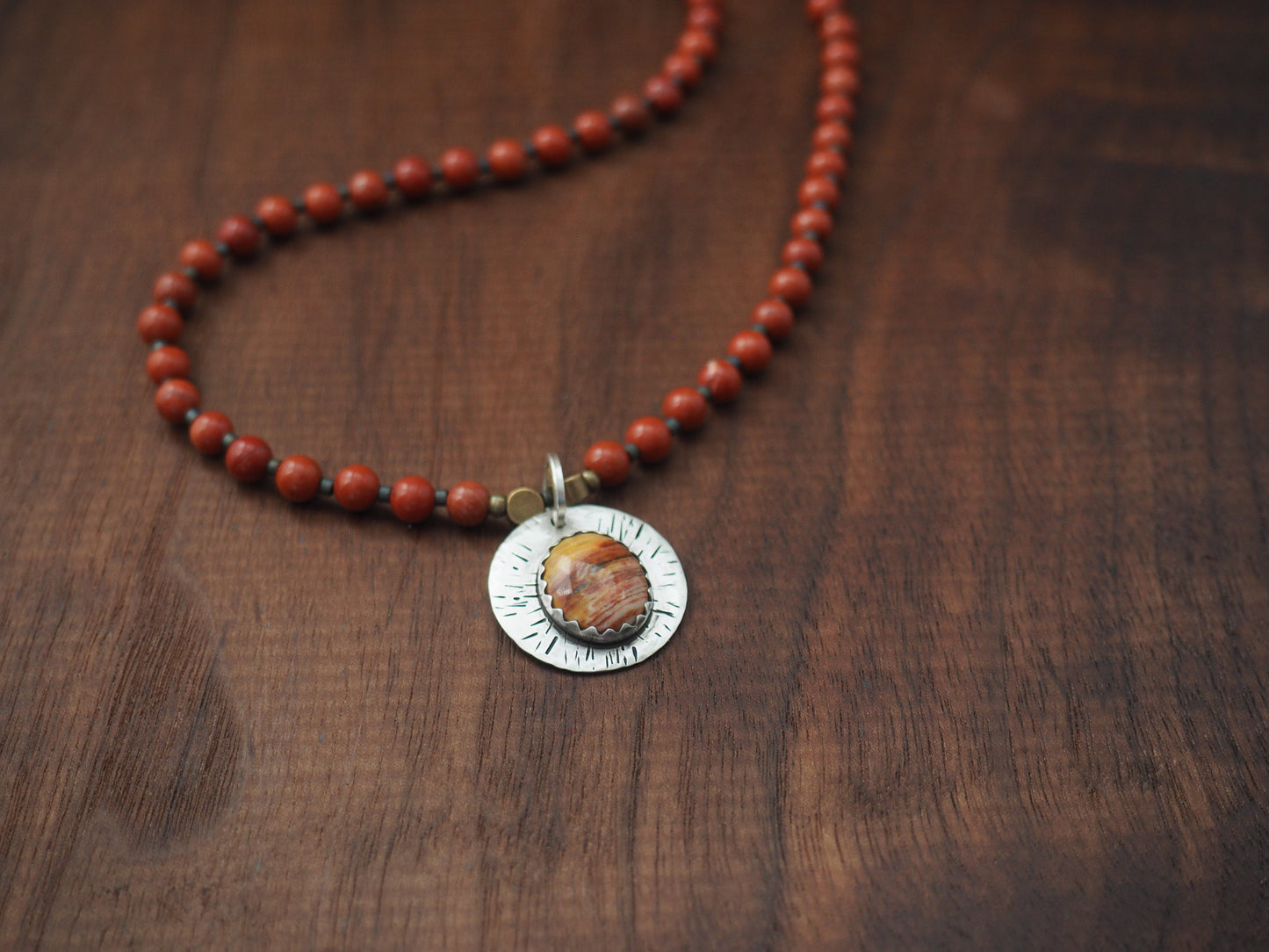 Red Jasper + Silver Sturdy Girl Necklace