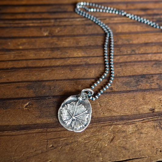 Pressed Mallow Leaf Pendant