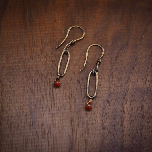 Drop Link Amber Earrings