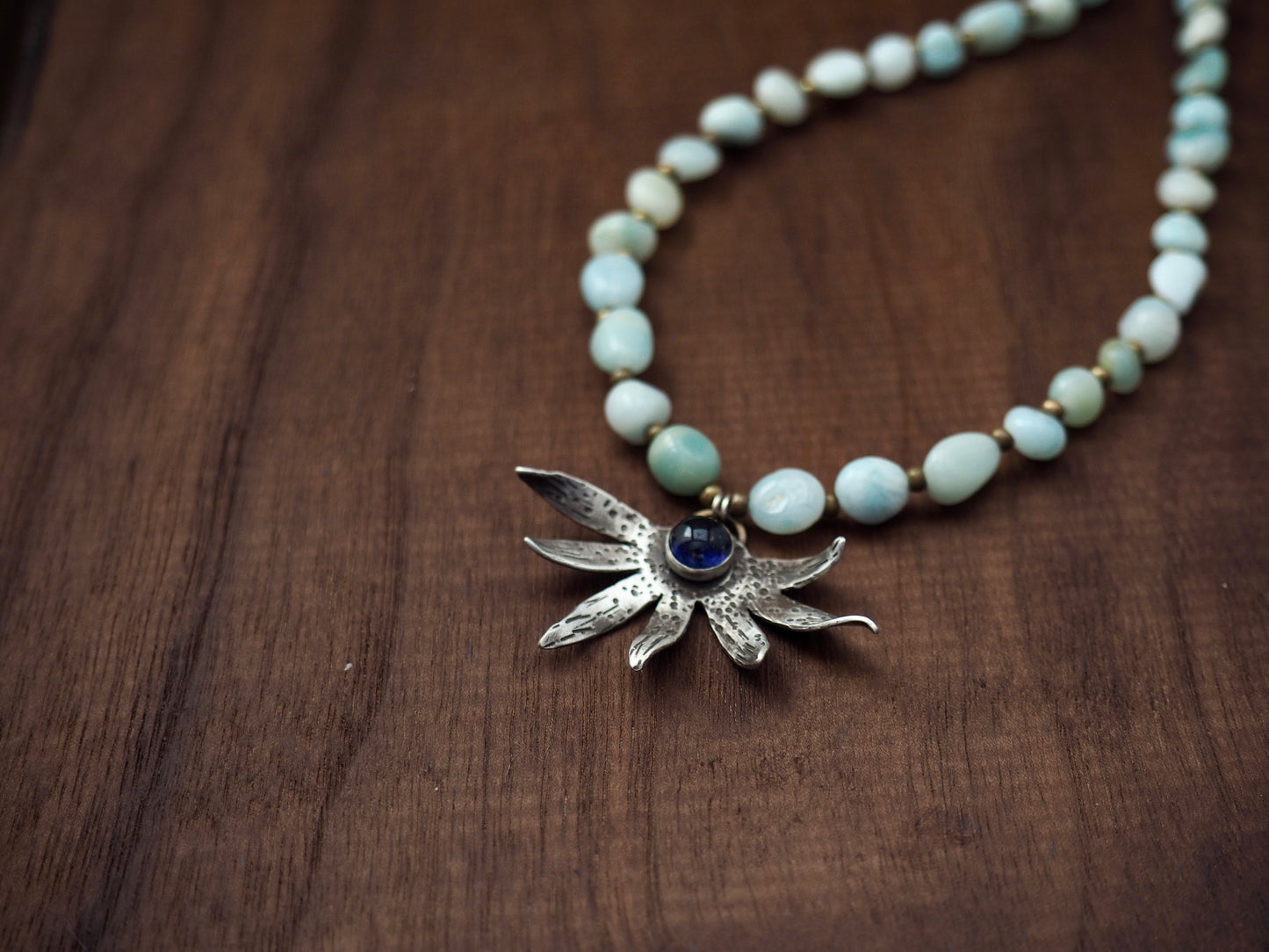 Iolite + Aventurine Silver Wildflower Sturdy Girl Necklace
