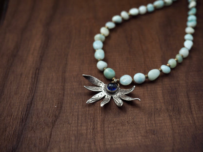 Iolite + Aventurine Silver Wildflower Sturdy Girl Necklace