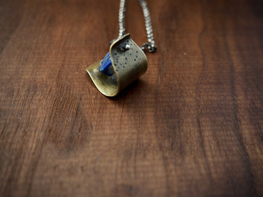 Valley Spinner Blue Lapis + Brass Necklace