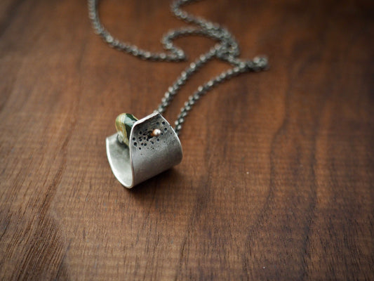 Valley Spinner Rhyolite Jasper + Silver Necklace