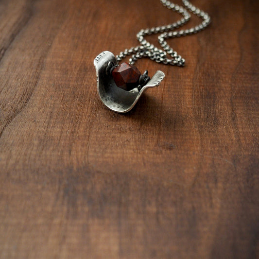 Valley Spinner Necklace #6 (Red Jasper + Silver)