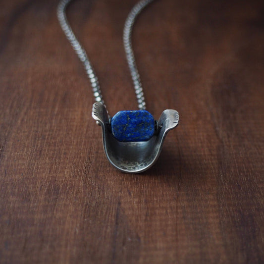 Valley Spinner Necklace #2 (Blue Lapis + Silver)
