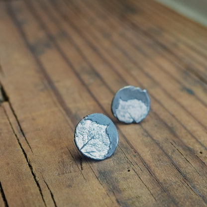 Pressed Aspen Leaf Round Studs